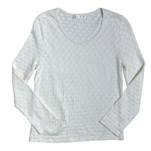 LoveShackFancy Ivory Stretch Knit Long Sleeve Top Womens S